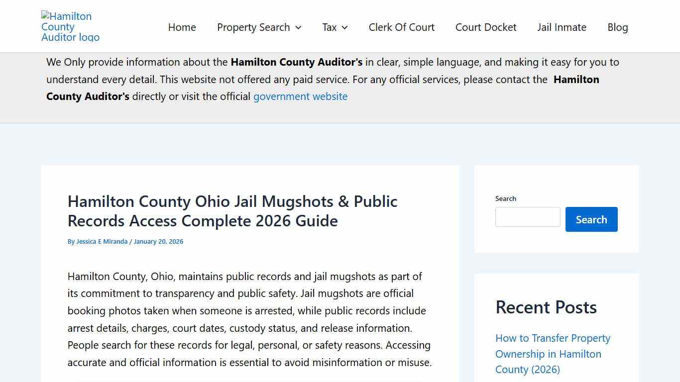 Hamilton County Ohio Jail Mugshots & Public Records Access 2026