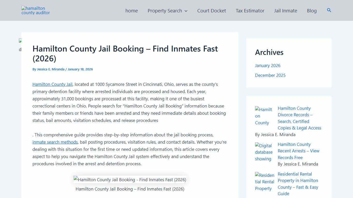 Hamilton County Jail Booking - Find Inmates Fast (2026)